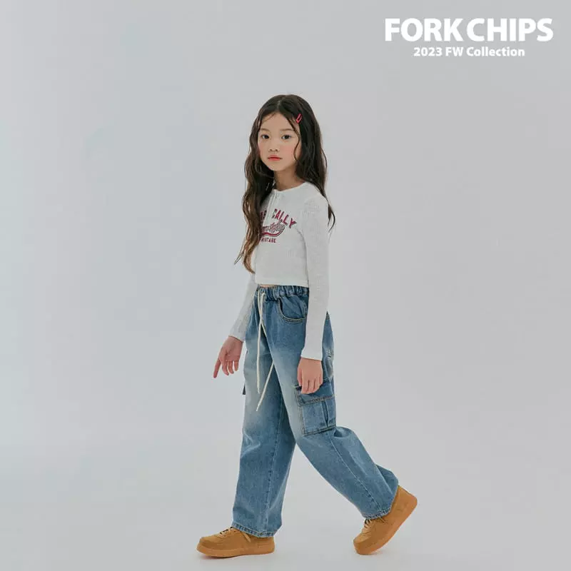 Fork Chips - Korean Children Fashion - #todddlerfashion - Crew Rib Tee - 7