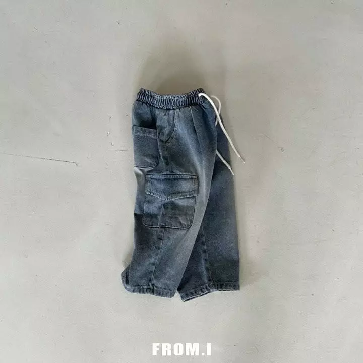 From I - Korean Children Fashion - #littlefashionista - Denim Cargo Pants - 4