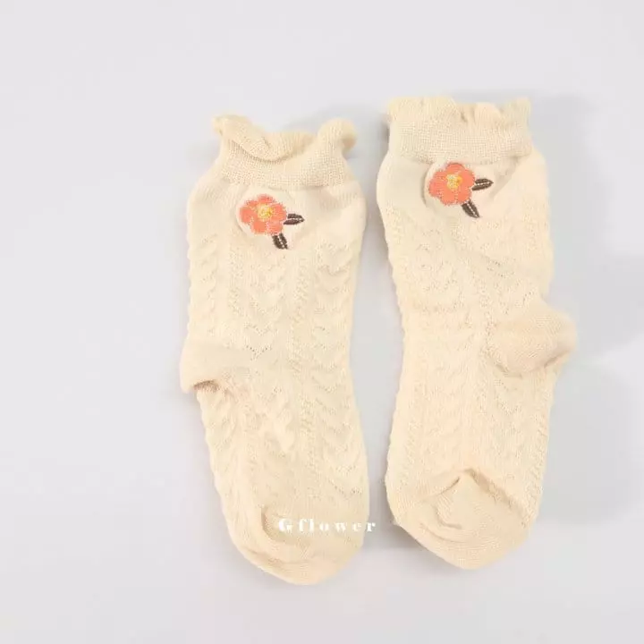 G Flower - Korean Children Fashion - #Kfashion4kids - Brown Embroidery Socks Set - 9