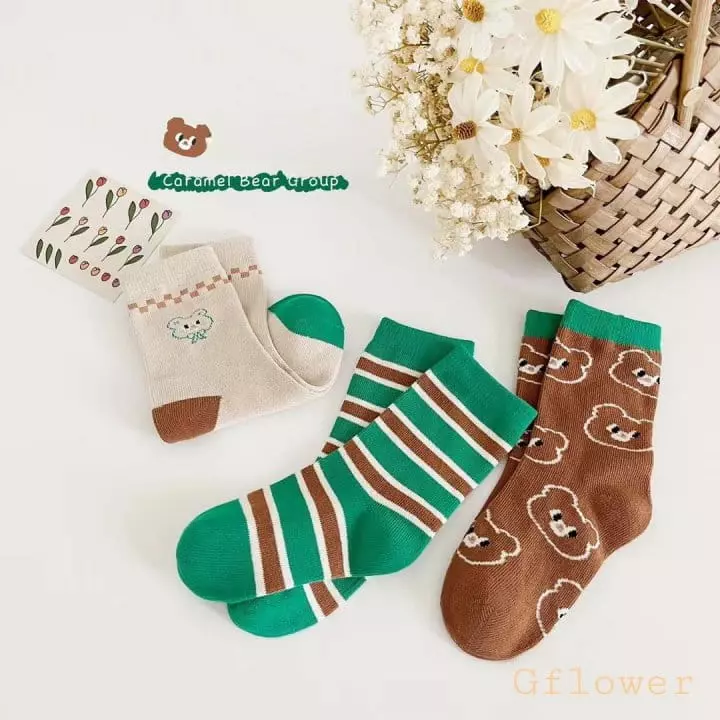 G Flower - Korean Children Fashion - #designkidswear - Cut Bear Socks Set - 2
