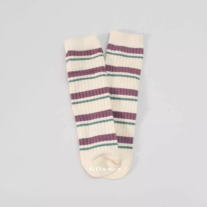 G Flower - Korean Children Fashion - #fashionkids - Purple Flower Knee Socks - 12