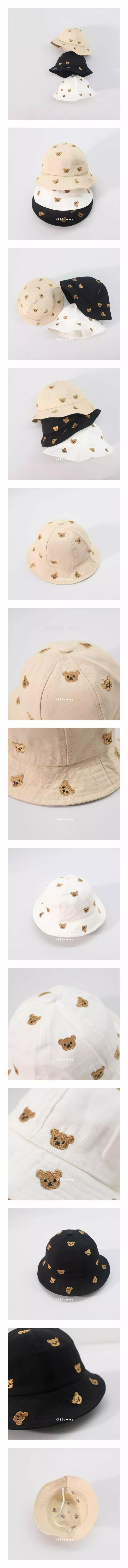 G Flower - Korean Children Fashion - #kidsshorts - Embroidery Bear Bucket Hat