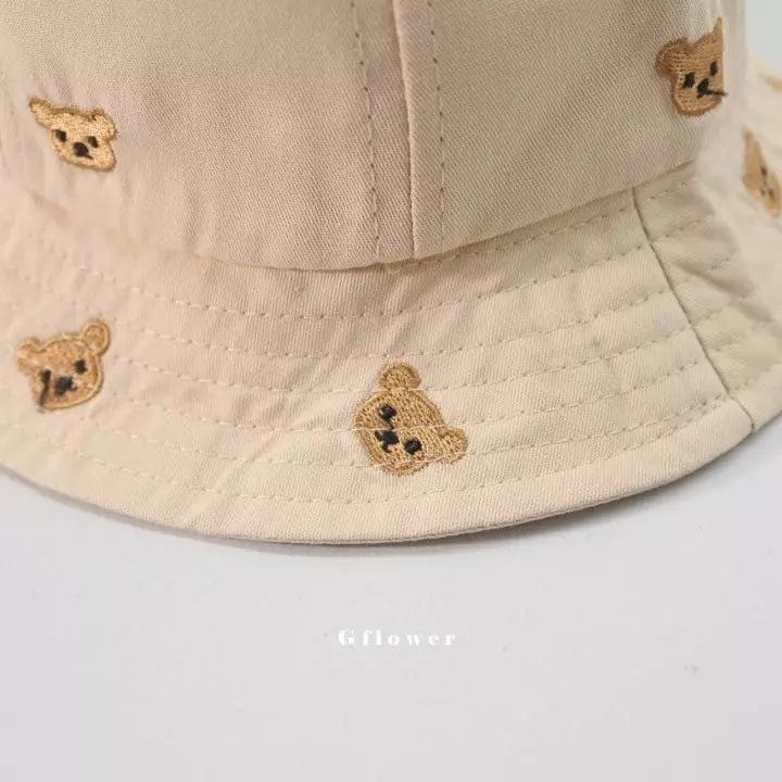 G Flower - Korean Children Fashion - #kidsstore - Embrodiery Bear Bucket Hat - 2