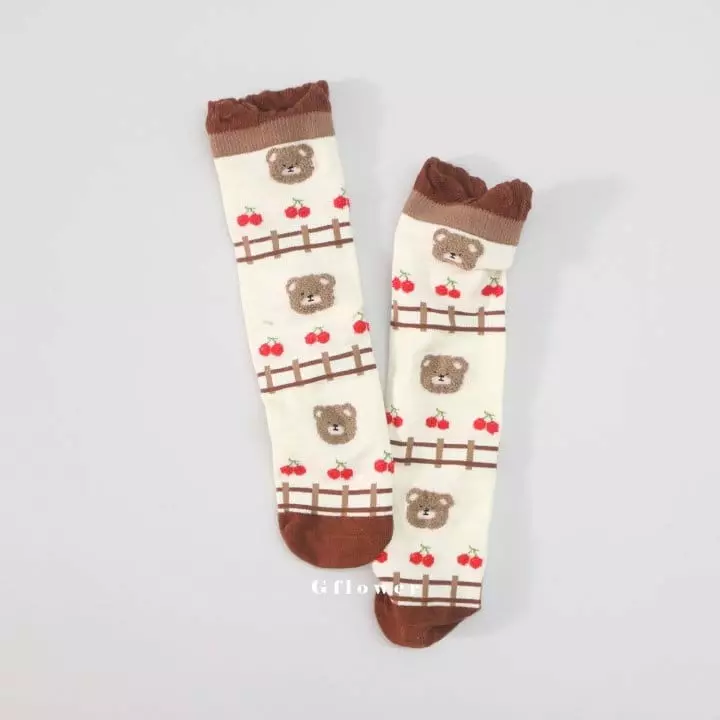 G Flower - Korean Children Fashion - #todddlerfashion - Bears Knee Socks - 8