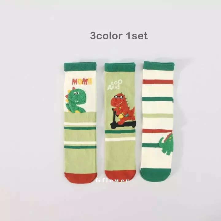 G Flower - Korean Children Fashion - #toddlerclothing - Dino Knee Socks - 5