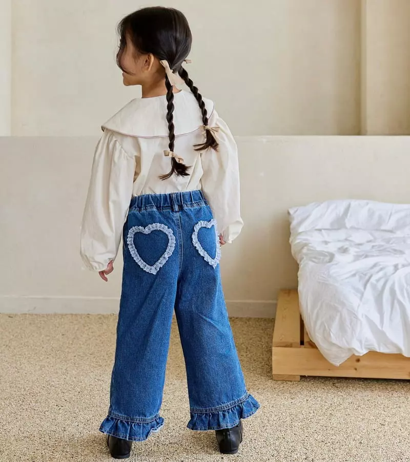 Ggomare - Korean Children Fashion - #Kfashion4kids - Heart Frill Jeans - 6