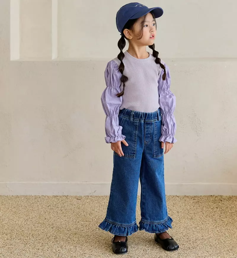 Ggomare - Korean Children Fashion - #prettylittlegirls - Heart Frill Jeans - 10