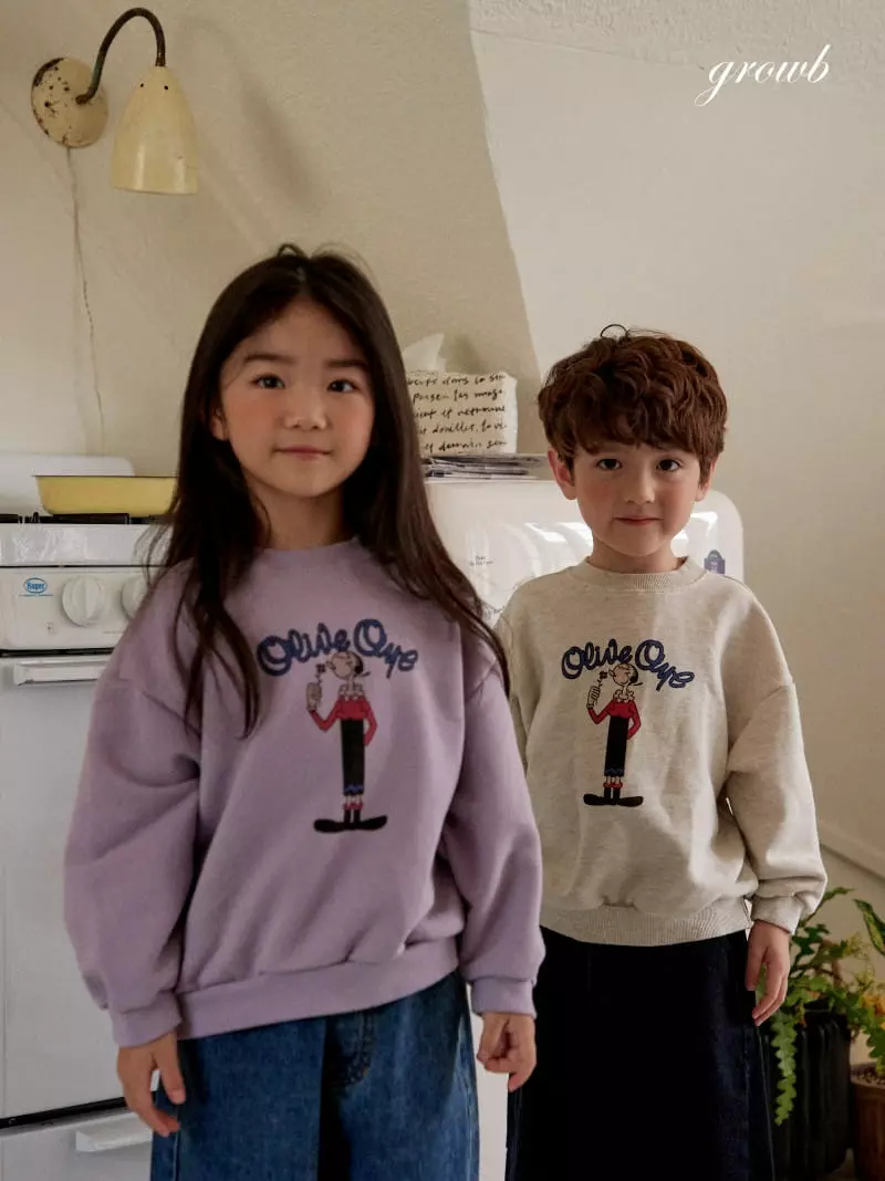 Grow B - Korean Children Fashion - #kidsshorts - Olive Sweatshirt - 8