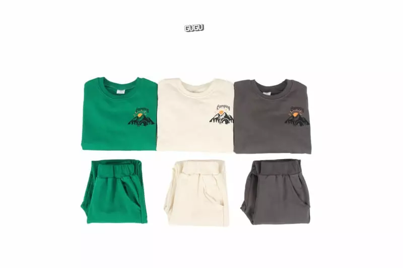 Gugu Kids - Korean Children Fashion - #toddlerclothing - Camping Top Bottom Set