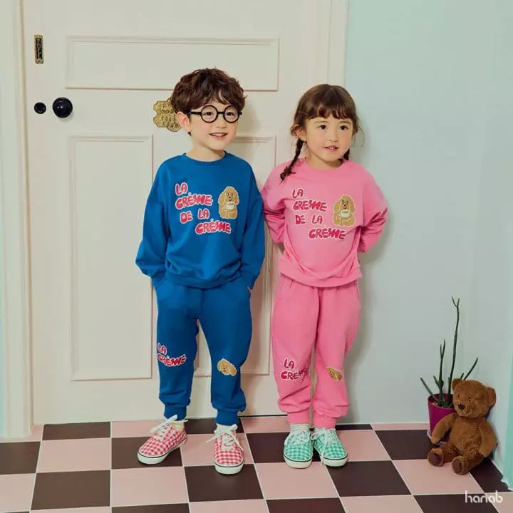 Hanab - Korean Children Fashion - #Kfashion4kids - Crem Top Bottom Set - 8
