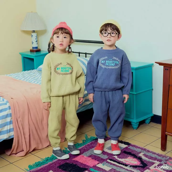 Hanab - Korean Children Fashion - #childrensboutique - Waffle Top Bottom Set - 3