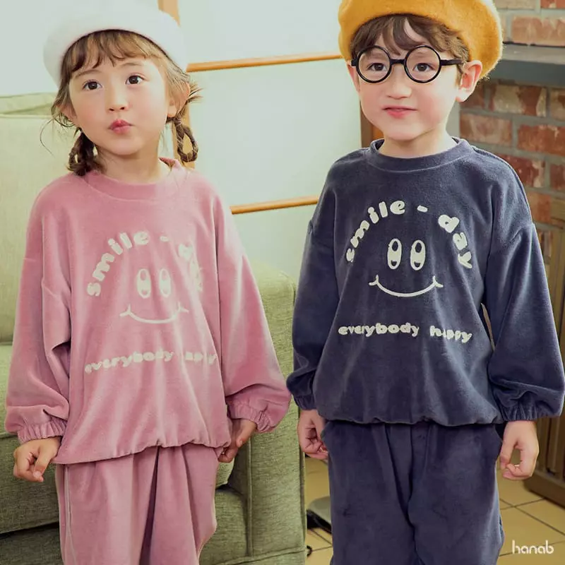 Hanab - Korean Children Fashion - #minifashionista - Veloure Top Bottom Set - 2
