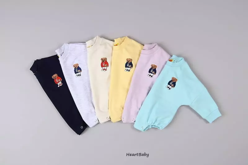 Heart Baby - Korean Baby Fashion - #babylifestyle - Bear Embroidery Bodysuit - 3