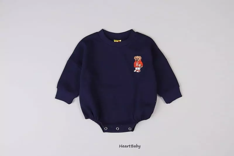 Heart Baby - Korean Baby Fashion - #babyoutfit - Bear Embroidery Bodysuit - 7