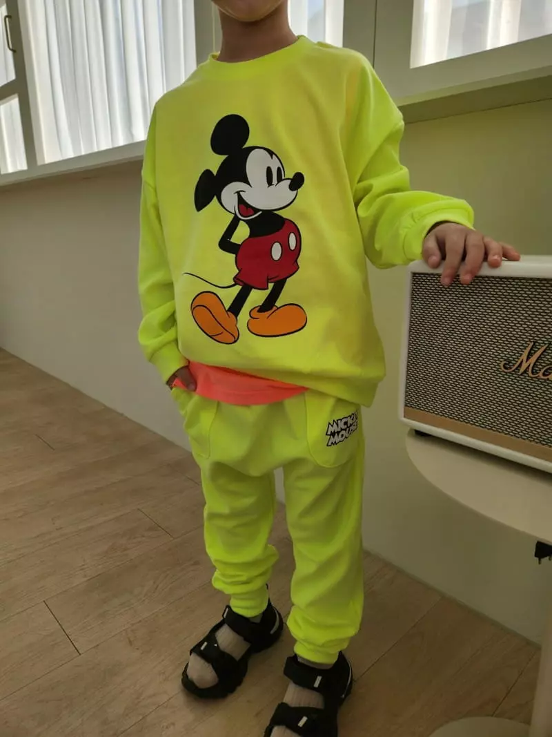 Heart Baby - Korean Children Fashion - #kidsshorts - Neon M Top Bottom Set - 2