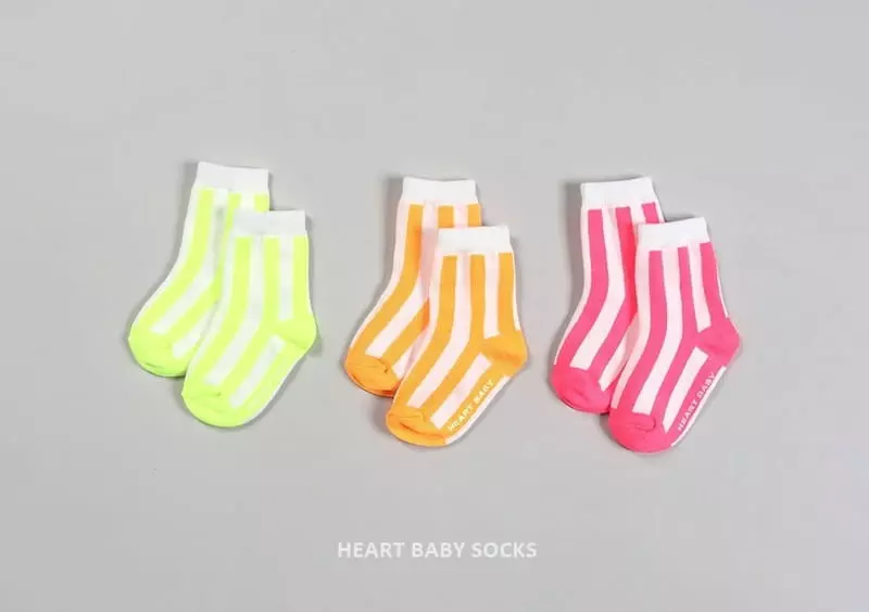 Heart Baby - Korean Children Fashion - #littlefashionista - Neon Stripes Socks Set