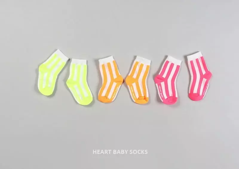 Heart Baby - Korean Children Fashion - #magicofchildhood - Neon Stripes Socks Set - 2