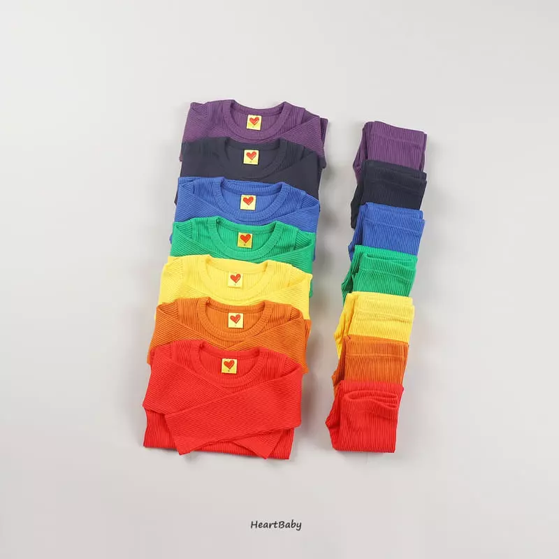 Heart Baby - Korean Children Fashion - #magicofchildhood - Rainbow Rib Easywear - 3