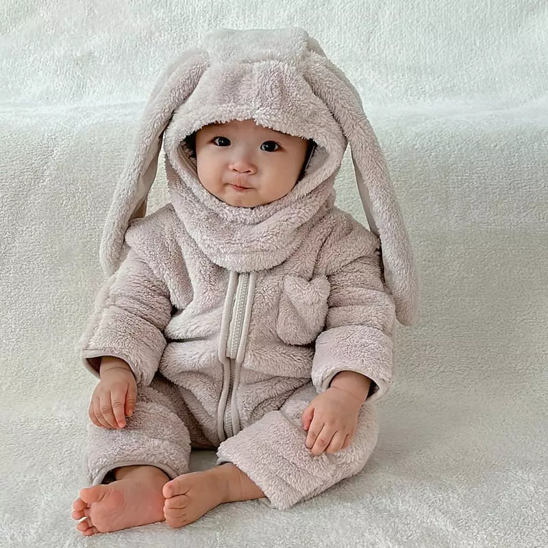 Here I Am - Korean Children Fashion - #designkidswear - Kinder Fleece Baby Bodysuit - 2