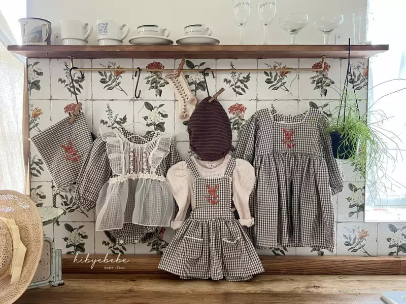Hi Byebebe - Korean Baby Fashion - #babyootd - Bell Check Dungarees Skirt - 5