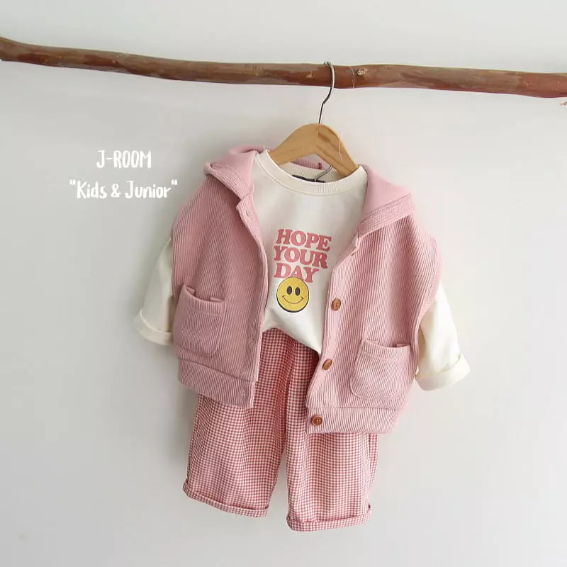 J-Room - Korean Children Fashion - #Kfashion4kids - Rib Check Top Bottom Set - 7
