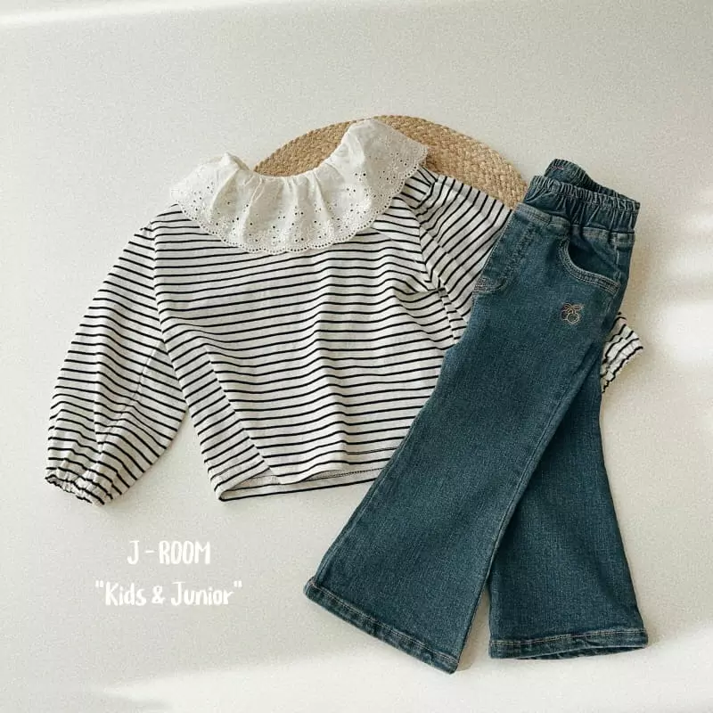 J-Room - Korean Children Fashion - #kidzfashiontrend - Cherry Bootscut Jeans - 4
