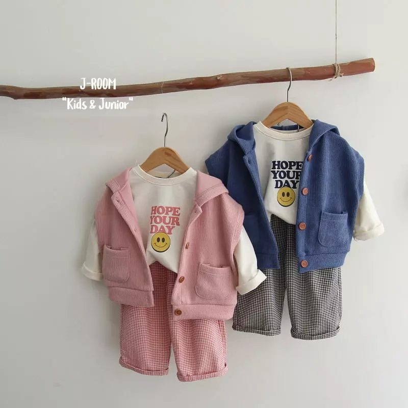 J-Room - Korean Children Fashion - #kidzfashiontrend - Rib Check Top Bottom Set - 6