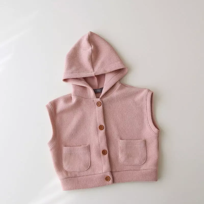 J-Room - Korean Children Fashion - #littlefashionista - Rib Open Hoody Vest - 10