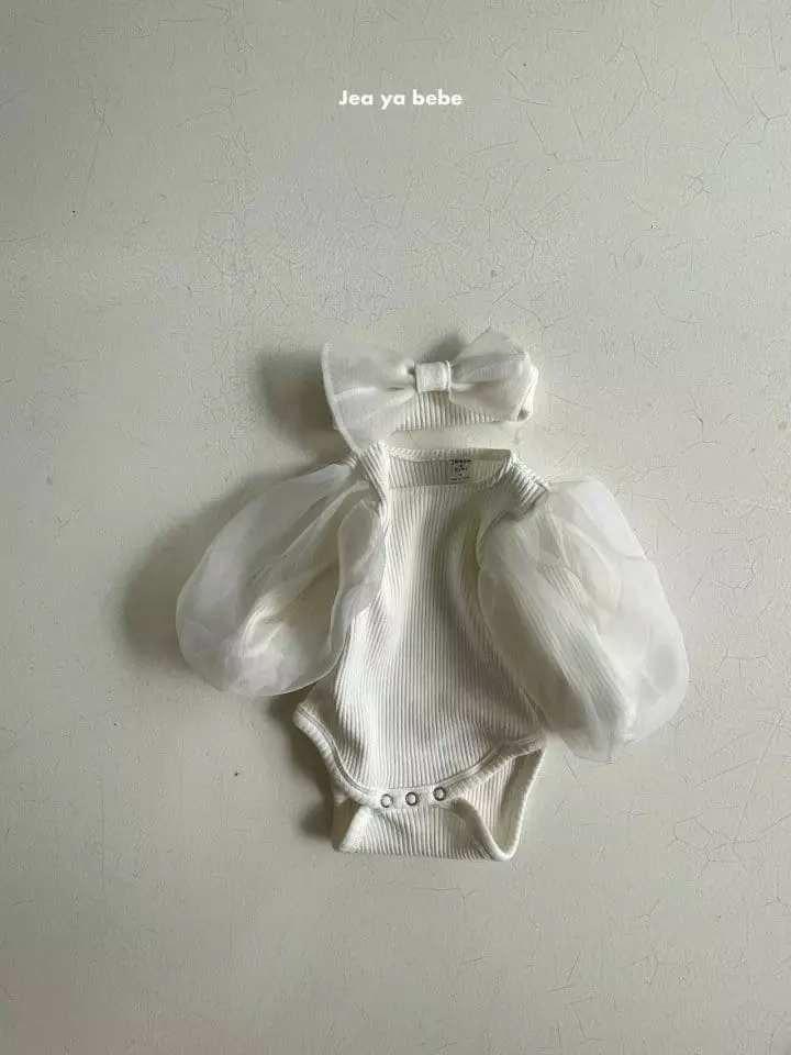 Jeaya & Mymi - Korean Baby Fashion - #babyootd - Swan Bodysuit with Rubbon Hairband - 5