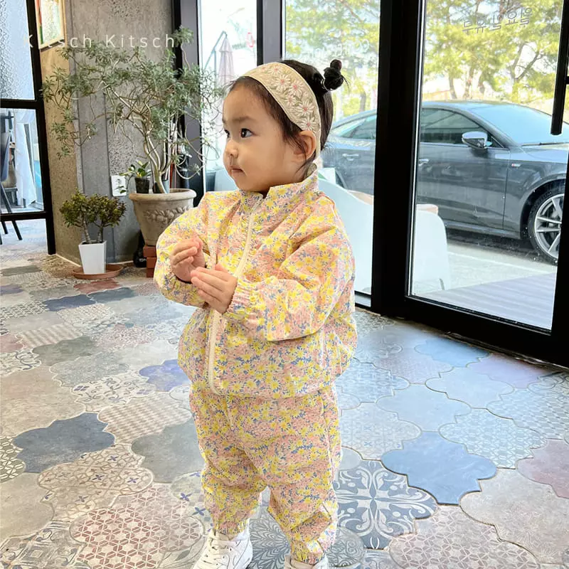 Kitsch Kitsch - Korean Children Fashion - #childrensboutique - Pattern Windbreaker Top Bottom Set - 5