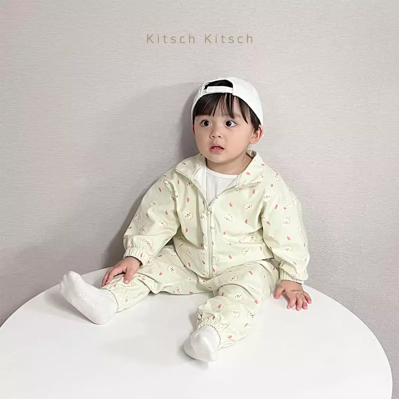 Kitsch Kitsch - Korean Children Fashion - #kidsshorts - Pattern Windbreaker Top Bottom Set - 9