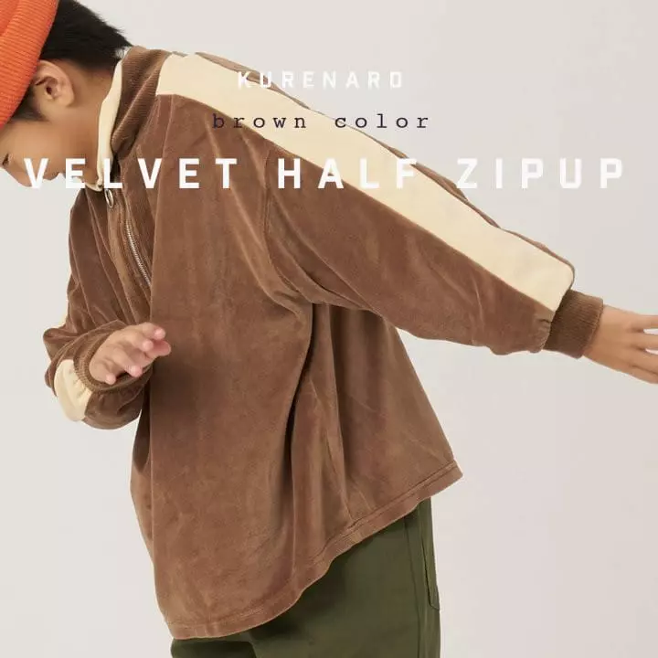 Kurenard - Korean Children Fashion - #todddlerfashion - Velvet Zip-up Tee - 2