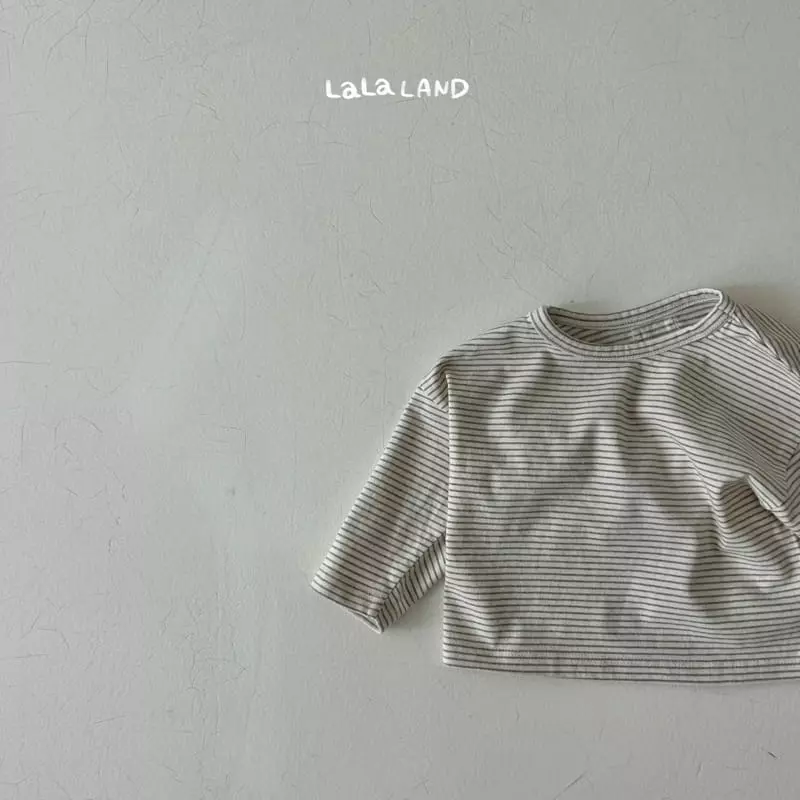 Lalaland - Korean Baby Fashion - #babyootd - Bebe Small Stripes Tee - 12