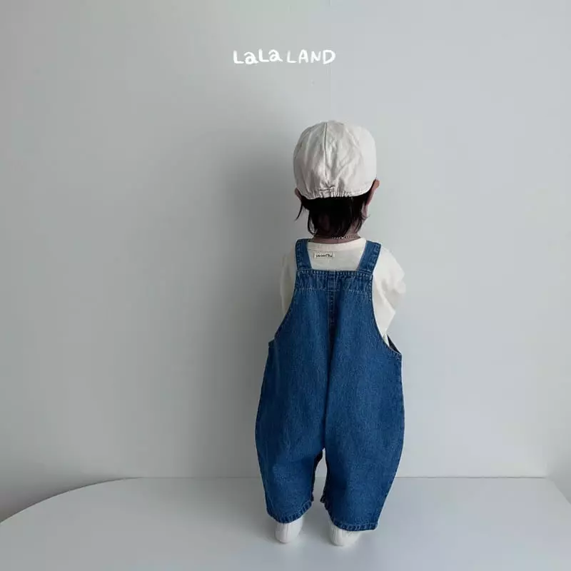 Lalaland - Korean Baby Fashion - #onlinebabyboutique - Bebe Pie Denim Dungarees - 3