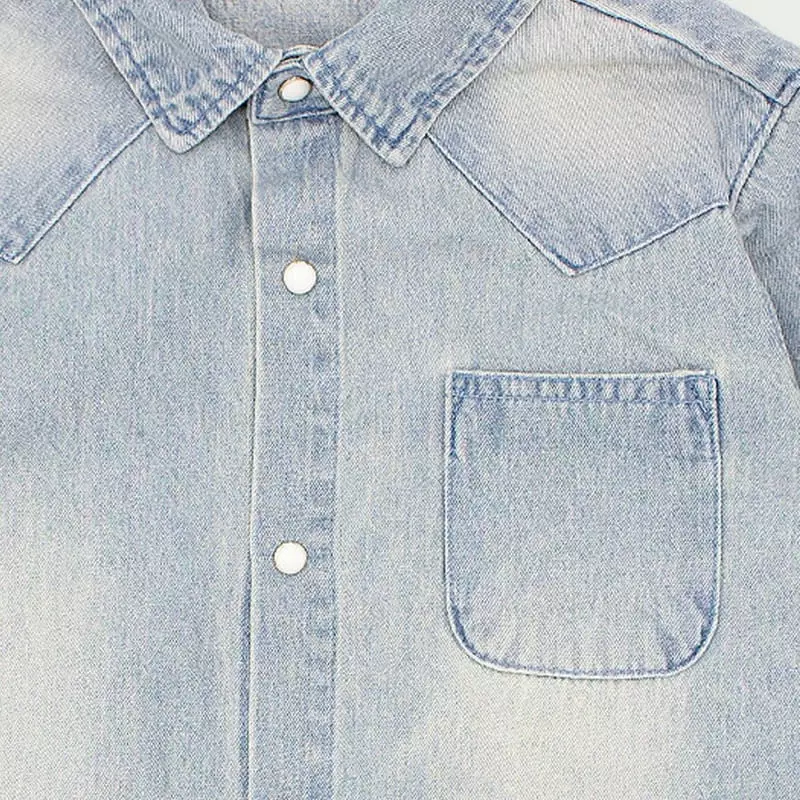 Le Bev - Korean Children Fashion - #childrensboutique - Wahing Denim Shirt - 8