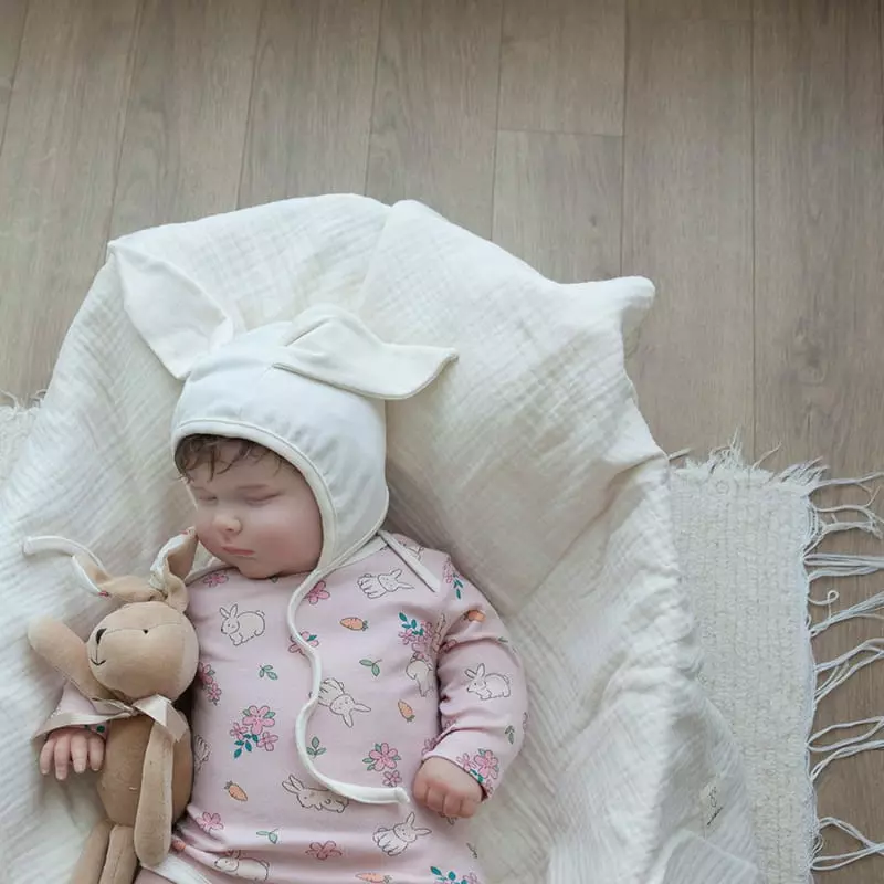 Lemonade - Korean Baby Fashion - #babyfashion - Flower Rabbit Bodysuit with Bonnet - 5
