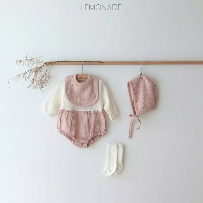 Lemonade - Korean Baby Fashion - #babyfever - Triple Bodysuit With Bonnet - 10