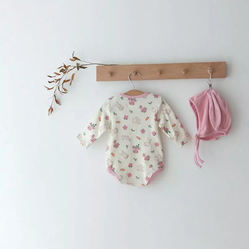 Lemonade - Korean Baby Fashion - #babyoutfit - Flower Rabbit Bodysuit with Bonnet - 12