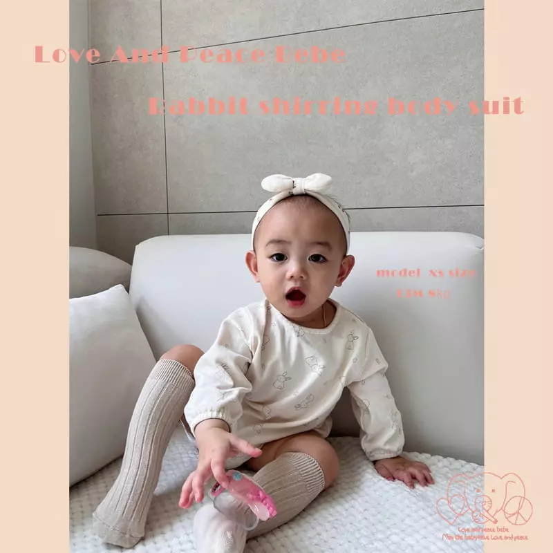 Love And Peace - Korean Baby Fashion - #babyoninstagram - Rabbit Shirring Bodysuit - 10
