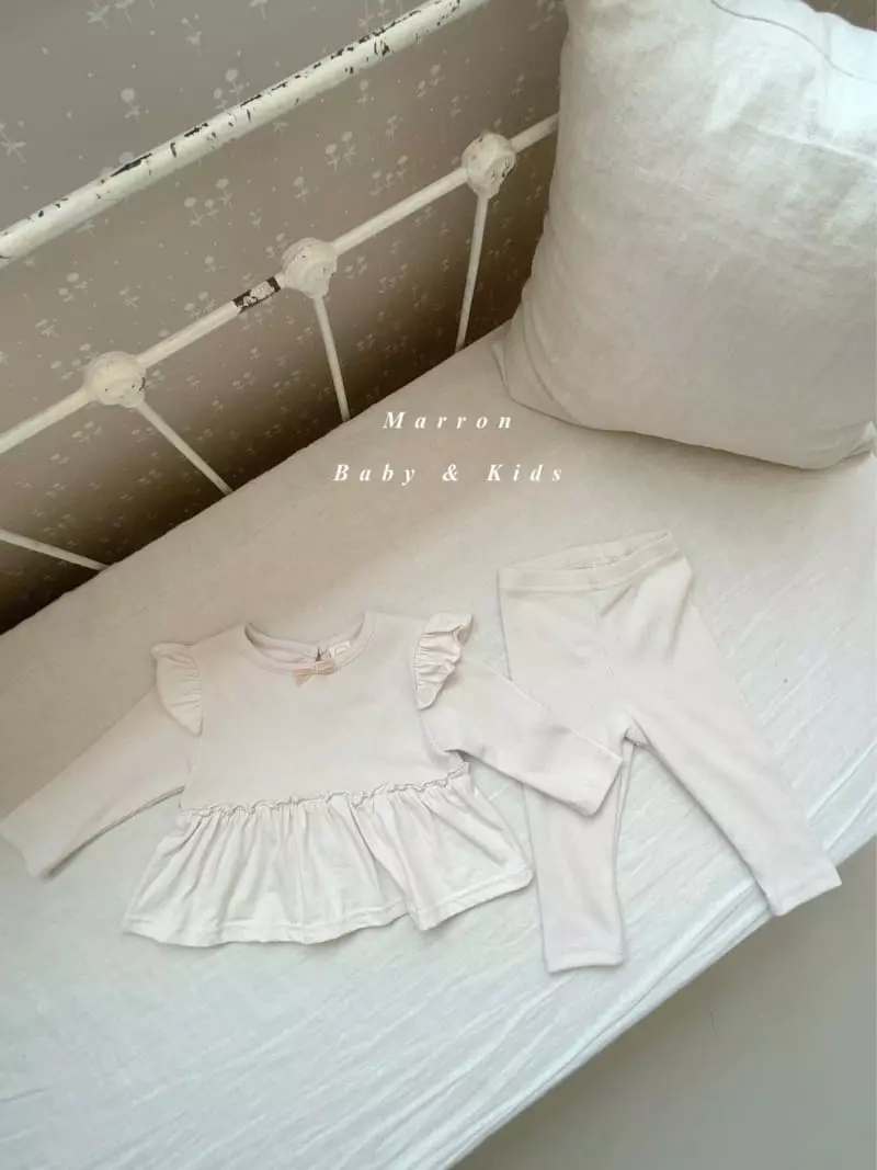Marron Kid - Korean Baby Fashion - #babyclothing - Ribbon Top Bottom Set - 9