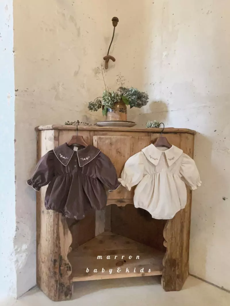 Marron Kid - Korean Baby Fashion - #babyclothing - Embrodiery Bodysuit - 2