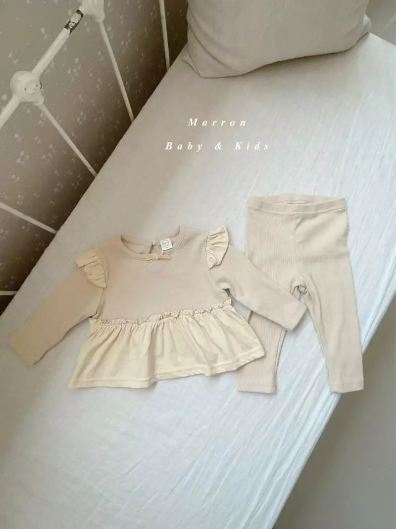 Marron Kid - Korean Baby Fashion - #babyfashion - Ribbon Top Bottom Set - 10