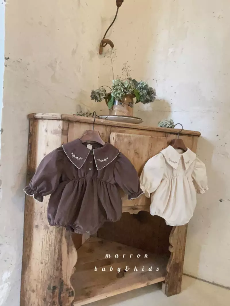 Marron Kid - Korean Baby Fashion - #babyfashion - Embrodiery Bodysuit - 3