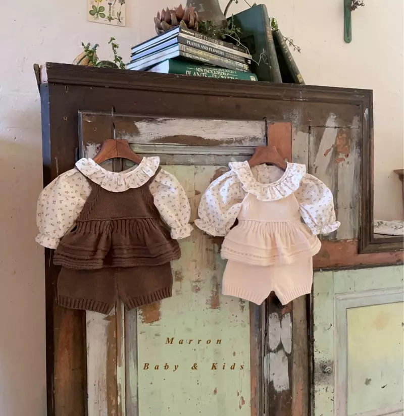 Marron Kid - Korean Baby Fashion - #babyfashion - Bebe Knit Top Bottom Set - 8