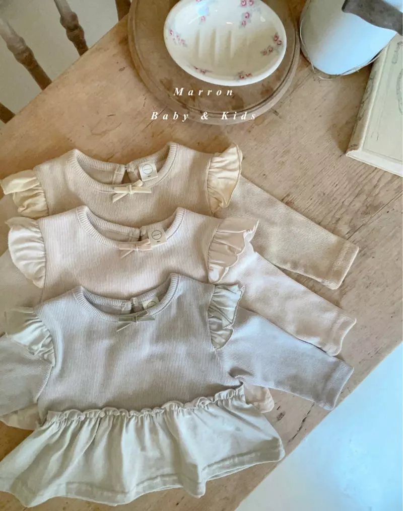 Marron Kid - Korean Baby Fashion - #babyfever - Ribbon Top Bottom Set - 11
