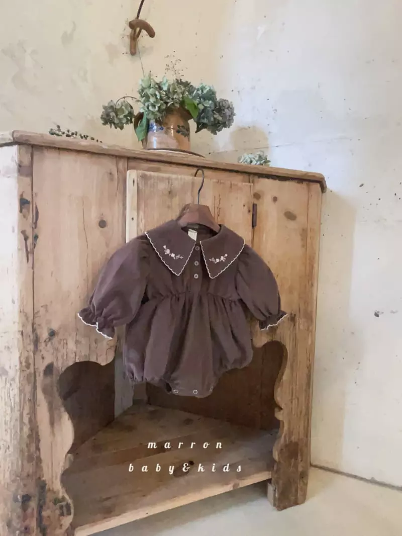 Marron Kid - Korean Baby Fashion - #babyfashion - Embrodiery Bodysuit - 4