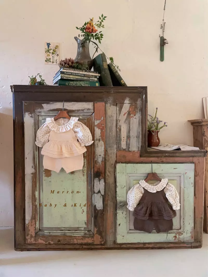 Marron Kid - Korean Baby Fashion - #babyfever - Bebe Knit Top Bottom Set - 9