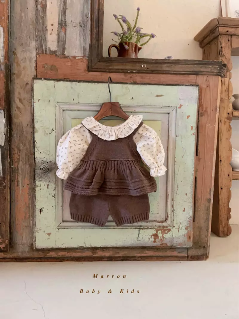 Marron Kid - Korean Baby Fashion - #babygirlfashion - Bebe Knit Top Bottom Set - 10