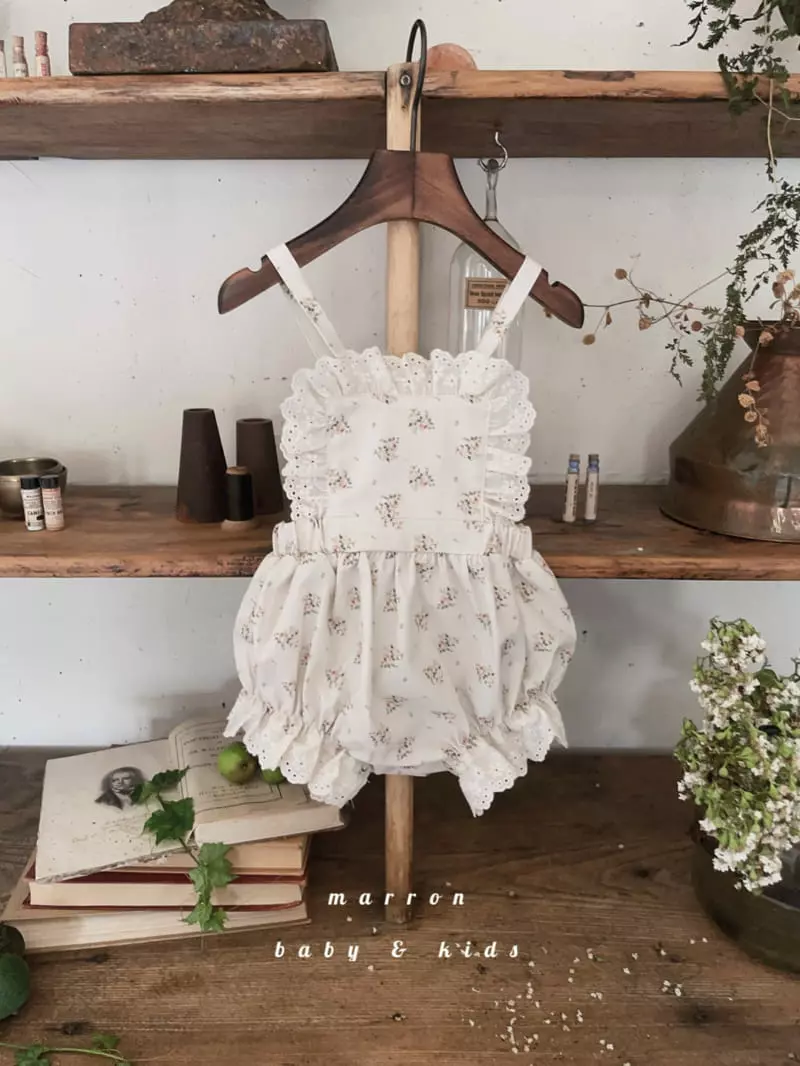 Marron Kid - Korean Baby Fashion - #babylifestyle - Lace Dungaress Bodysuit - 3