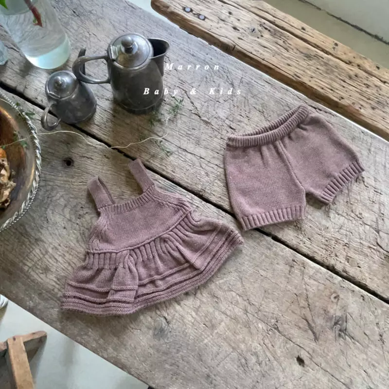 Marron Kid - Korean Baby Fashion - #babyoninstagram - Bebe Knit Top Bottom Set - 12
